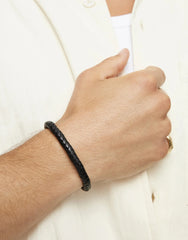 Black Braided Leather Bracelet With Gold Closure