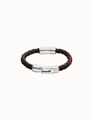 Leather And Sterling Silver Plated Alloy Bracelet With Links