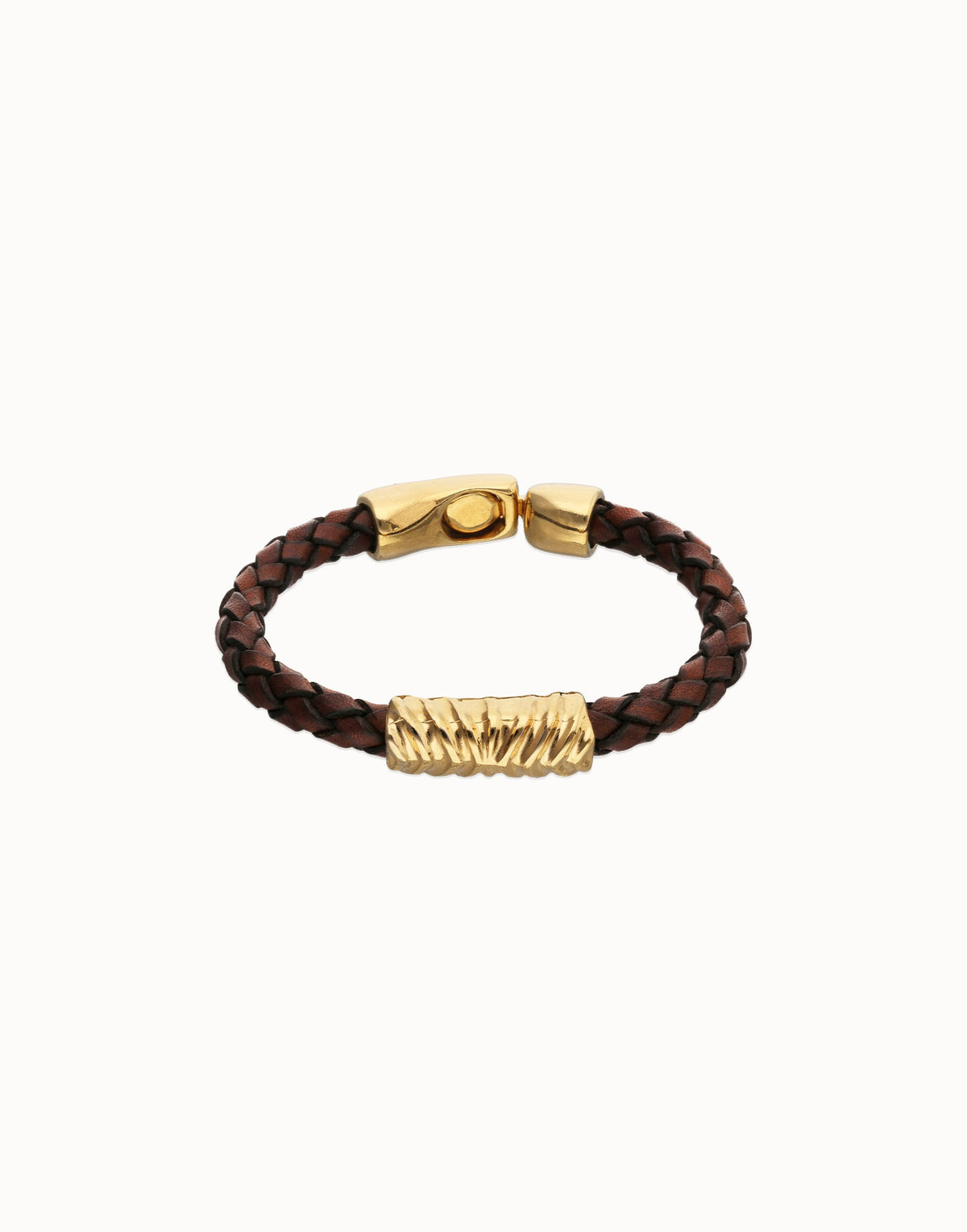 Leather And 18K Gold Alloy Bracelet With Links