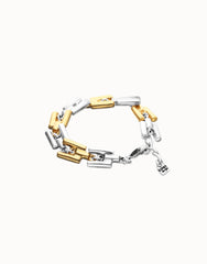 Half 18K Gold Half Sterling Silver Alloy Bracelet With Links
