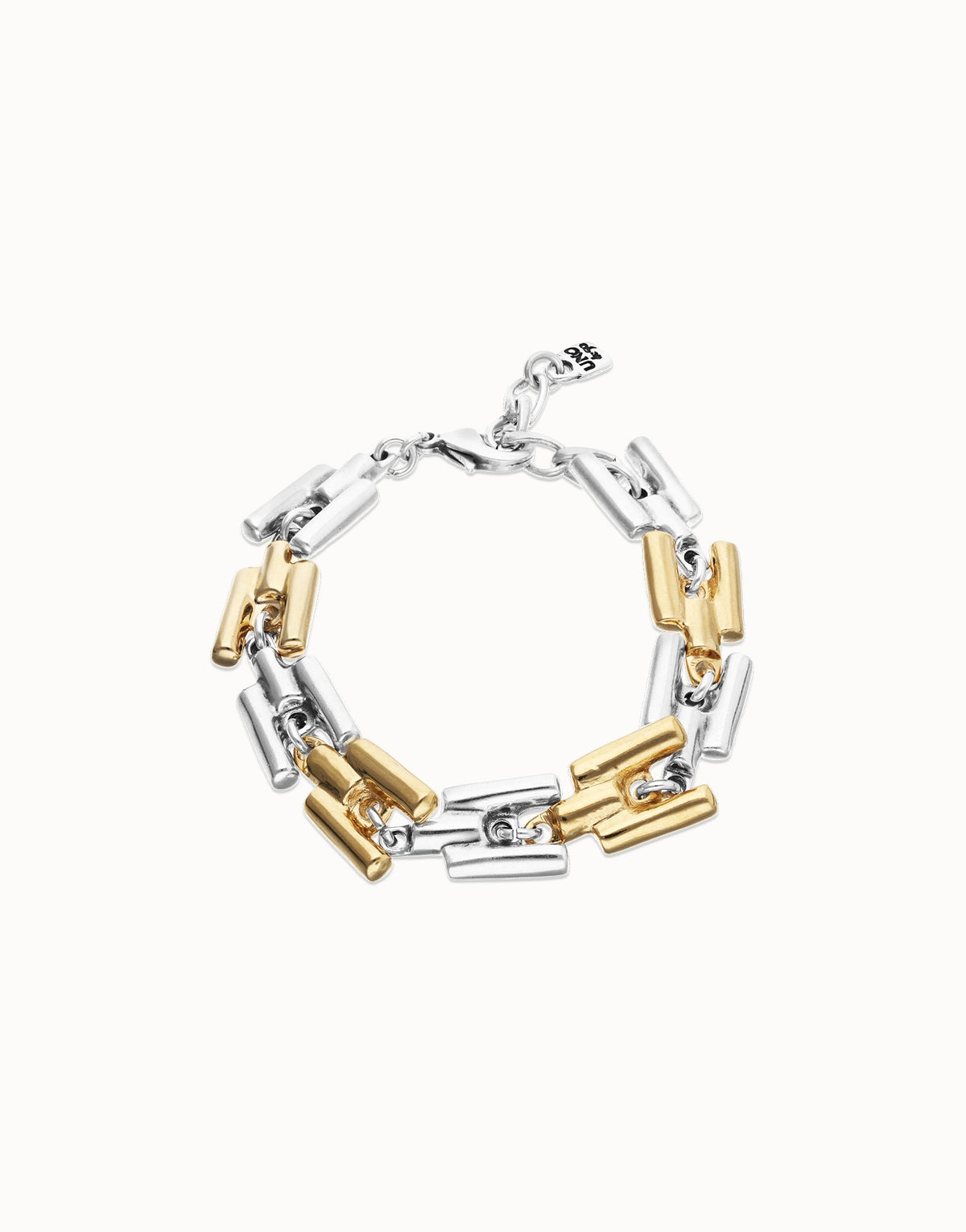 Half 18K Gold Half Sterling Silver Alloy Bracelet With Links