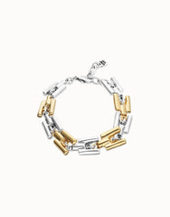 Half 18K Gold Half Sterling Silver Alloy Bracelet With Links