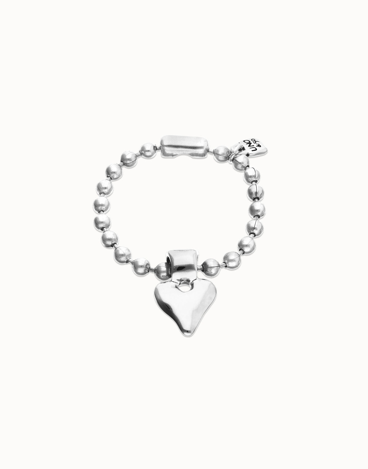 Sterling Silver Plated Ball Bracelet With Heart Detail