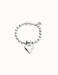 Sterling Silver Plated Ball Bracelet With Heart Detail