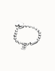 Sterling Silver Plated Ball Bracelet With Heart Detail