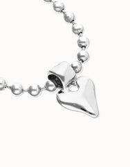 Sterling Silver Plated Ball Bracelet With Heart Detail