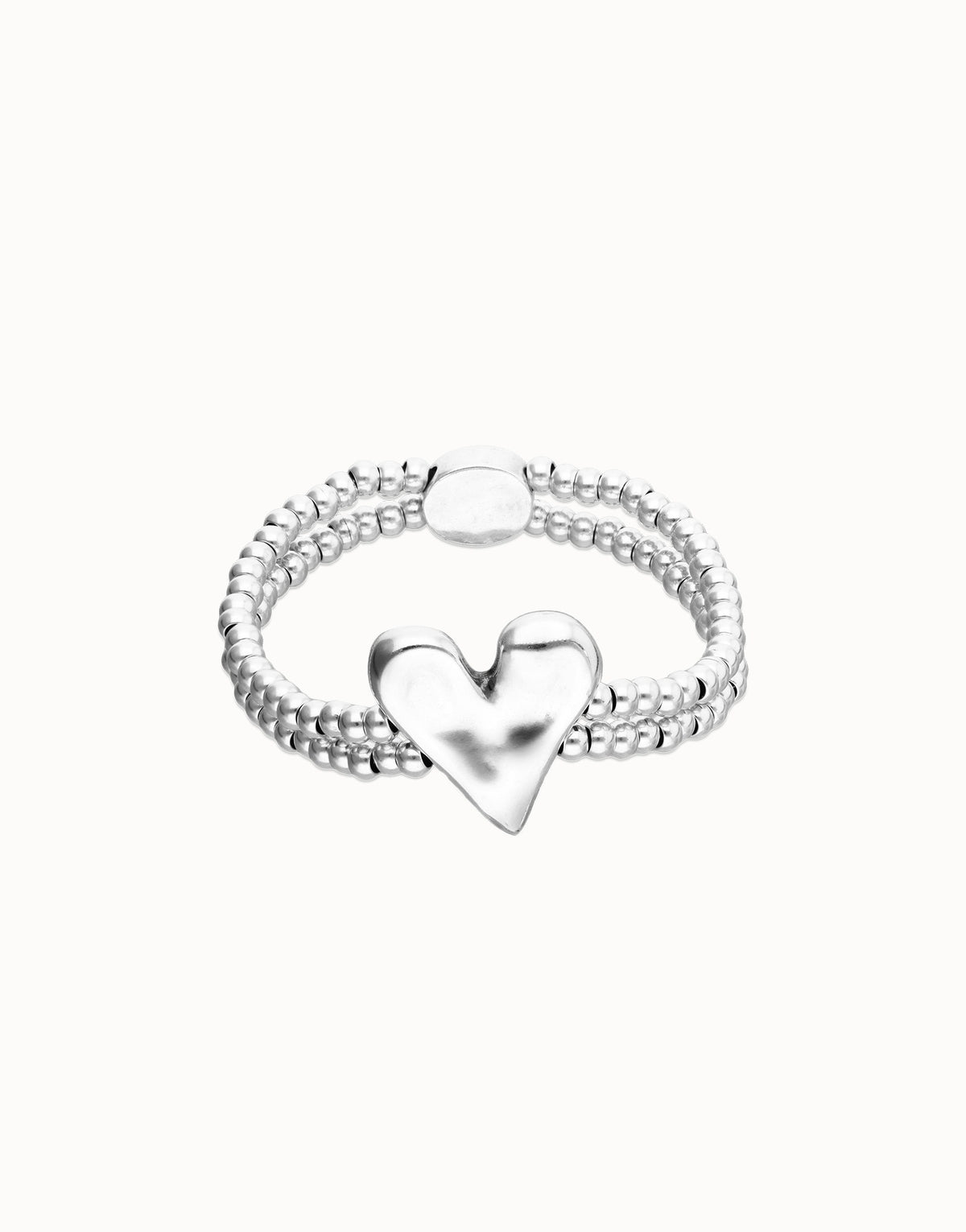 Metal Alloy Bracelet Plated In Sterling Silver With Heart Detail