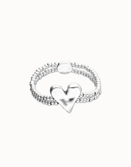 Metal Alloy Bracelet Plated In Sterling Silver With Heart Detail