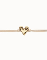 Camel Leather Bracelet With Heart Shaped 18K Detail Plated Detail