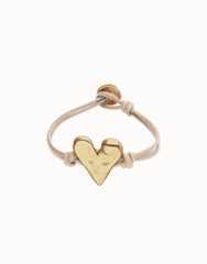 Camel Leather Bracelet With Heart Shaped 18K Detail Plated Detail