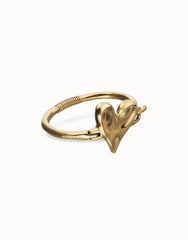 Metal Alloy Semi Rigid Bracelet Plated In 18K Gold With Heart Detail