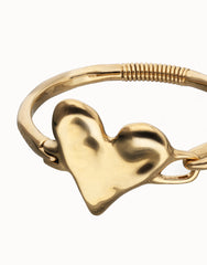 Metal Alloy Semi Rigid Bracelet Plated In 18K Gold With Heart Detail