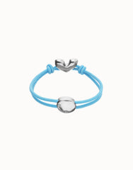 Blue Elastic Thread Sterling Silver Plated Bracelet With Heart