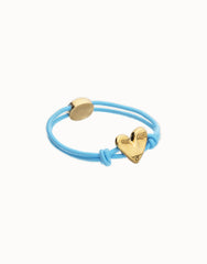 Blue Elastic Thread 18K Gold Plated Bracelet With Heart