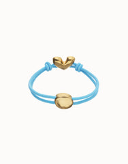 Blue Elastic Thread 18K Gold Plated Bracelet With Heart