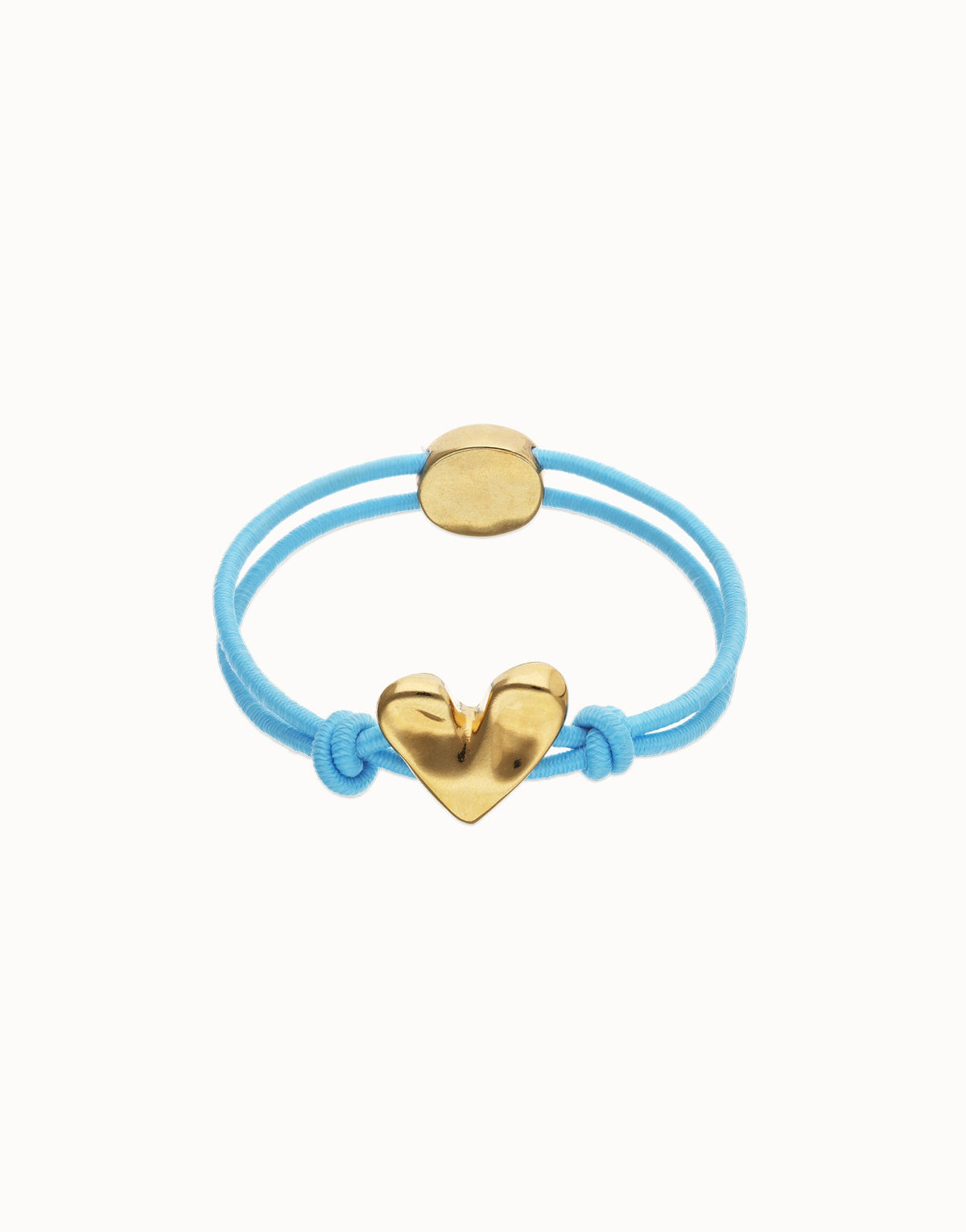 Blue Elastic Thread 18K Gold Plated Bracelet With Heart