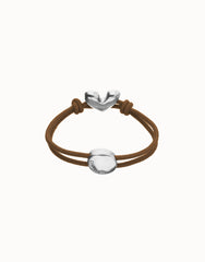 Brown Elastic Thread Sterling Silver Plated Bracelet With Heart