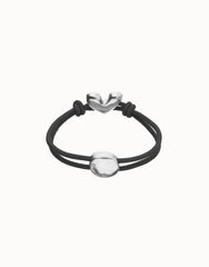 Black Elastic Thread Sterling Silver Plated Bracelet With Heart