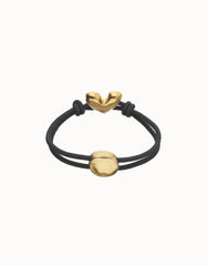 Blak Elastic Thread 18K Gold Plated Bracelet With Heart