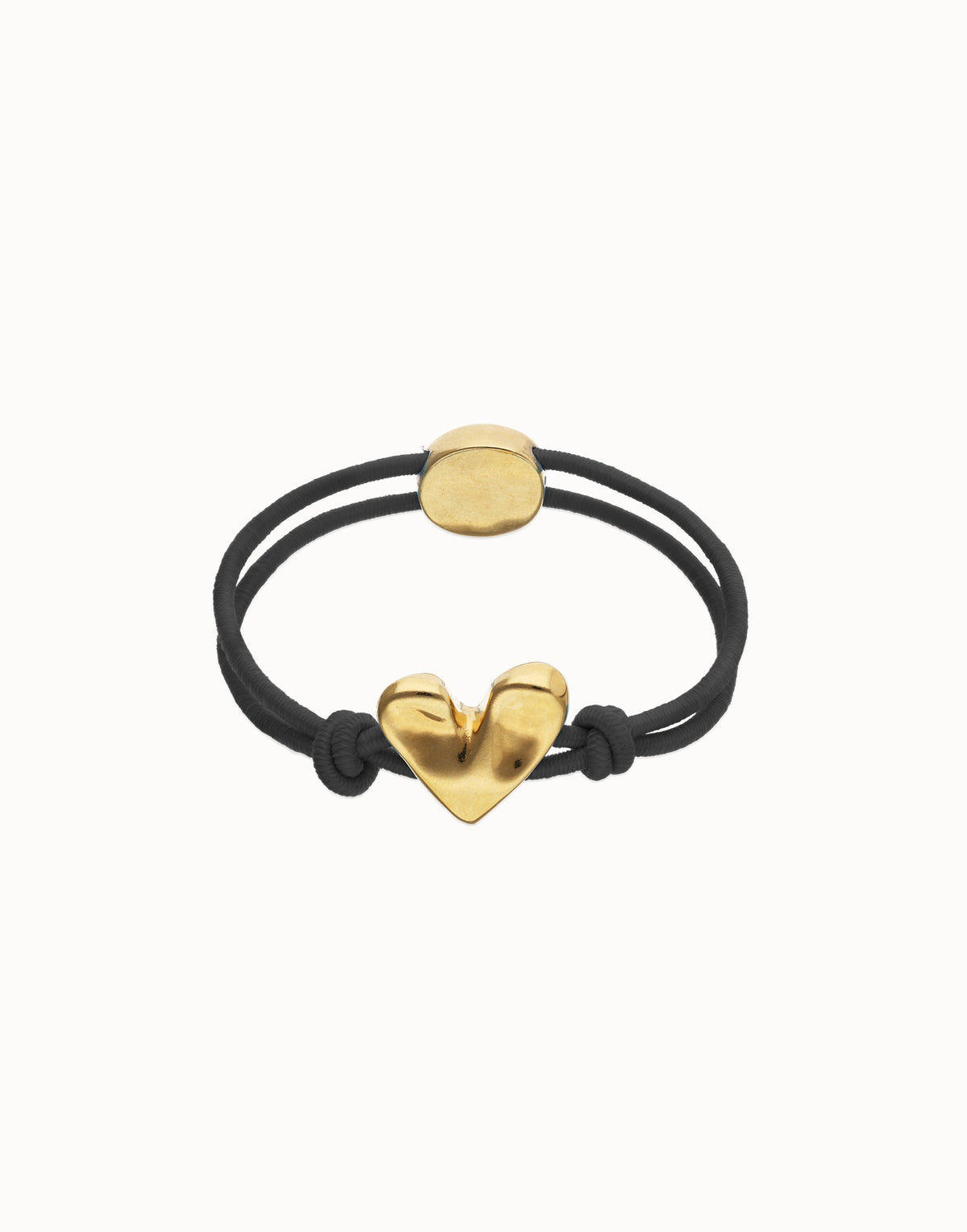 Blak Elastic Thread 18K Gold Plated Bracelet With Heart