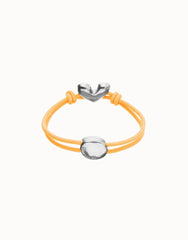Orange Elastic Thread Sterling Silver Plated Bracelet With Heart