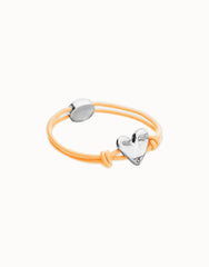 Orange Elastic Thread Sterling Silver Plated Bracelet With Heart