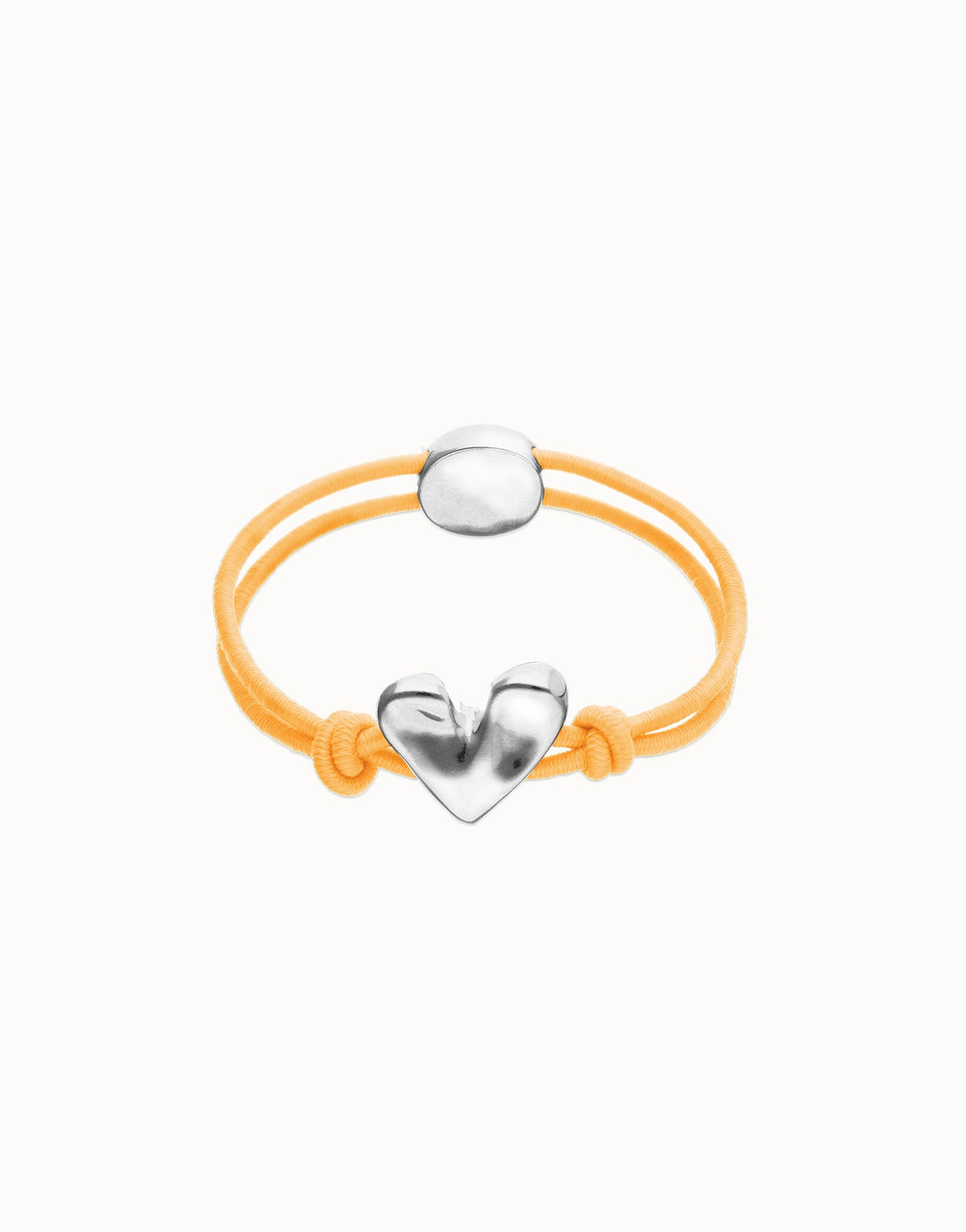 Orange Elastic Thread Sterling Silver Plated Bracelet With Heart