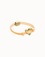 Orange Elastic Thread 18K Gold Plated Bracelet With Heart