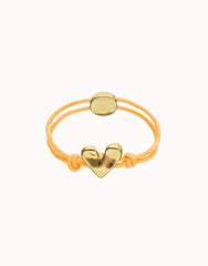 Orange Elastic Thread 18K Gold Plated Bracelet With Heart