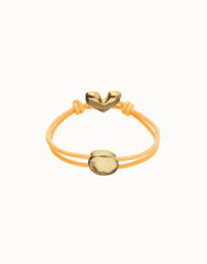 Orange Elastic Thread 18K Gold Plated Bracelet With Heart
