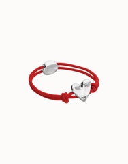 Red Elastic Thread Sterling Silver Plated Bracelet With Heart
