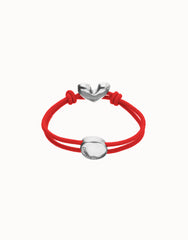 Red Elastic Thread Sterling Silver Plated Bracelet With Heart
