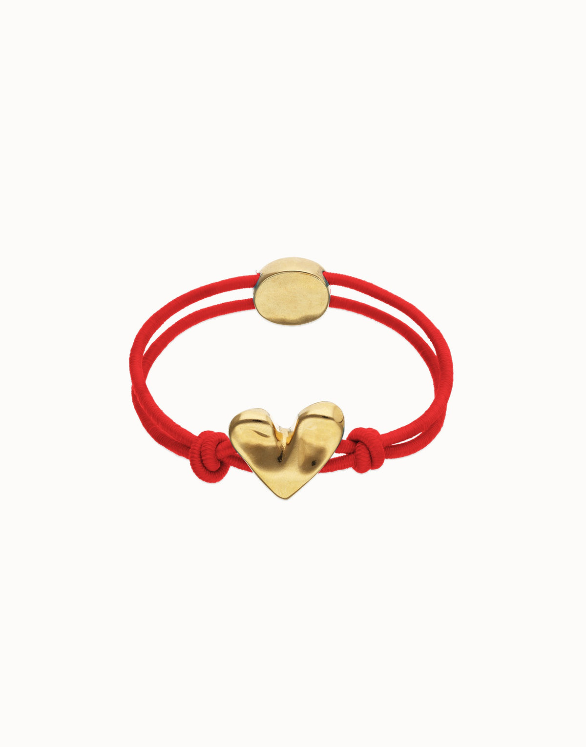 Red Elastic Thread 18K Gold Plated Bracelet With Heart
