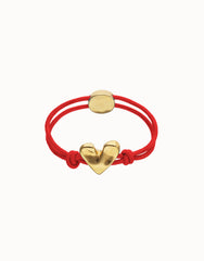 Red Elastic Thread 18K Gold Plated Bracelet With Heart