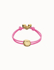 Pink Elastic Thread 18K Gold Plated Bracelet With Heart