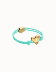 Blue Elastic Thread 18K Gold Plated Bracelet With Heart