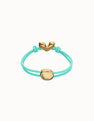 Blue Elastic Thread 18K Gold Plated Bracelet With Heart