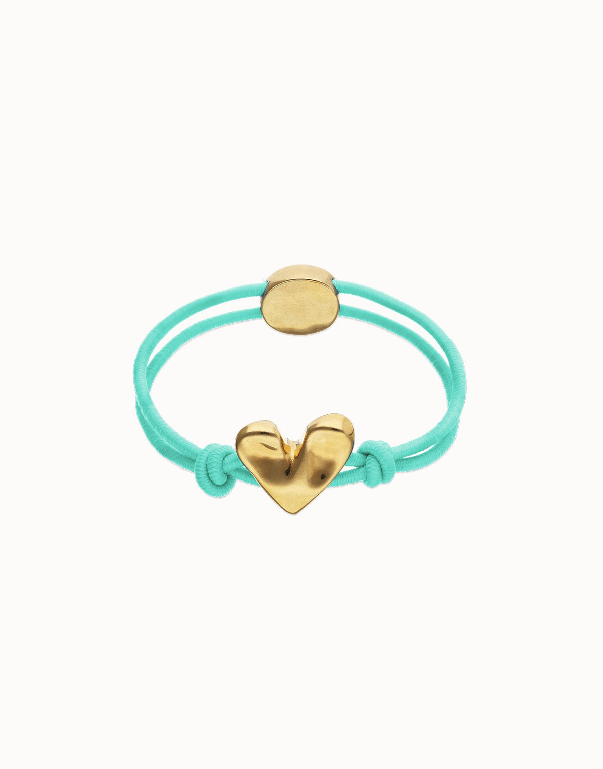 Blue Elastic Thread 18K Gold Plated Bracelet With Heart