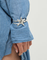 Bracelet Orion With Pearls and Starfish - Silver