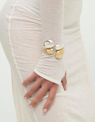 Bracelet Corium Bangle Bracelet With Two Irregular Drops - Silver