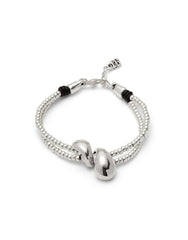 Bracelet Axis Double-Strand Bracelet With Lobster Clasp and Two Drops - Silver