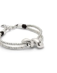 Bracelet Axis Double-Strand Bracelet With Lobster Clasp and Two Drops - Silver