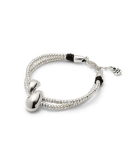 Bracelet Axis Double-Strand Bracelet With Lobster Clasp and Two Drops - Silver
