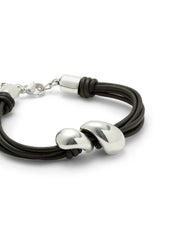 Bracelet Essentia Leather Bracelet With Two Drops - Silver