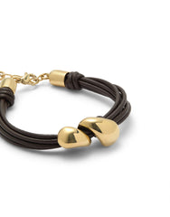 Bracelet Essentia Leather Bracelet With Two Drops - Gold