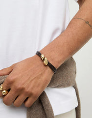 Bracelet Essentia Leather Bracelet With Two Drops - Gold