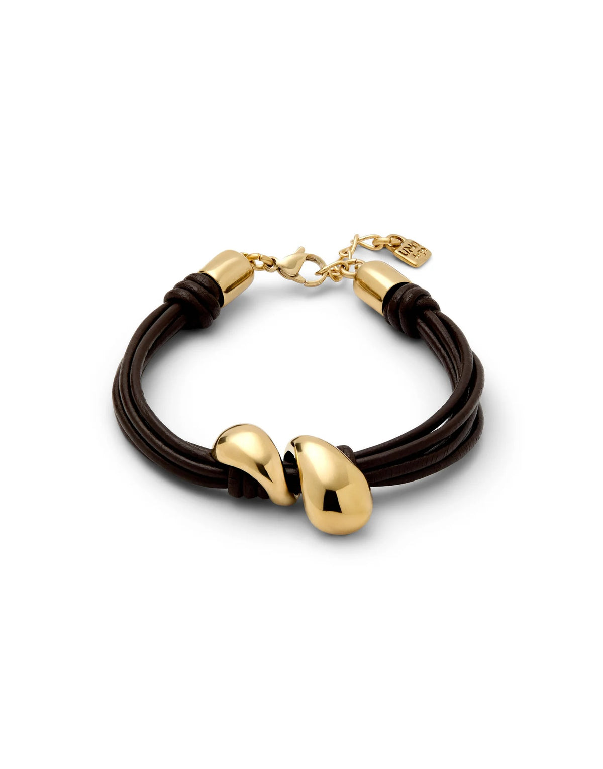 Bracelet Essentia Leather Bracelet With Two Drops - Gold