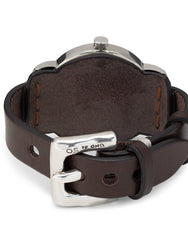 Sterling Silver-Plated Leather And Metal Watch For Men