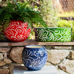 Rustic Garden Red Scroll Medium Planter