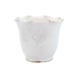 Rustic Garden White Small Scallop Planter With Emblem